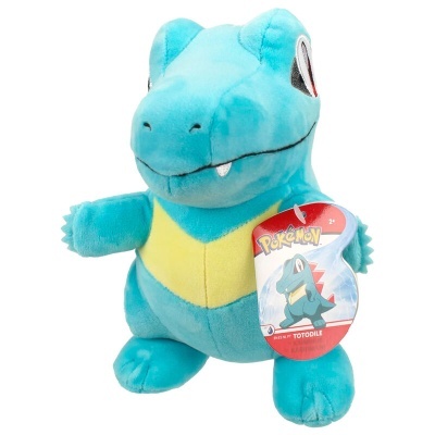 Pelúcia Totodile azul Pokémon com etiqueta colorida
