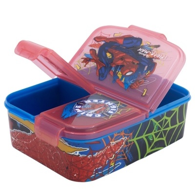 Recipiente de plástico para lanche com temática Homem-Aranha