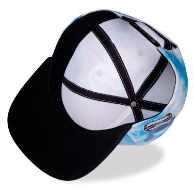 Boné snapback preto com interior branco e laterais azul claro