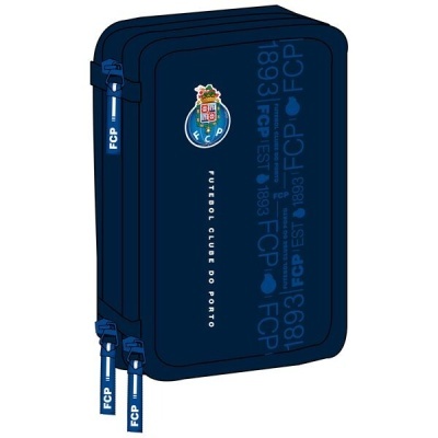 Estojo escolar azul escuro com escudo do Futebol Clube do Porto e textos 1893 FCP EST