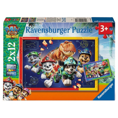 Caixa de puzzle Ravensburger Paw Patrol The Dino Movie 3+ com 2x12 peças