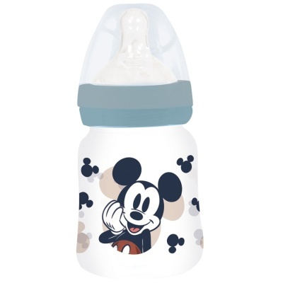 Biberão de bebé com tetina e desenho do Mickey Mouse