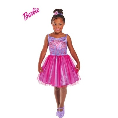 Vestido de menina rosa e lilás com saia de tule e top com flores