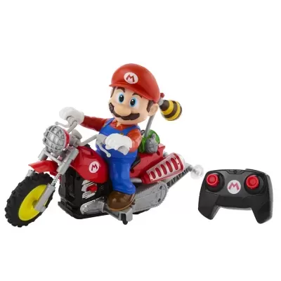 Figura do Mario numa mota vermelha com comando remoto preto