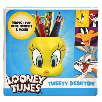 Estojo de secretária Tweety amarelo com lápis, embalagem azul Looney Tunes