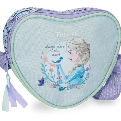 Bolsa infantil coração com imagem da Elsa de Frozen e padrão floral