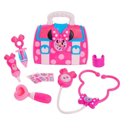 Brinquedo médico temático Minnie Mouse em várias peças cor-de-rosa e branco