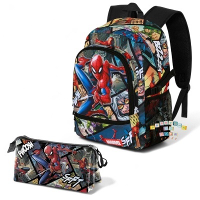 Mochila e estojo com estampado do Homem-Aranha colorido