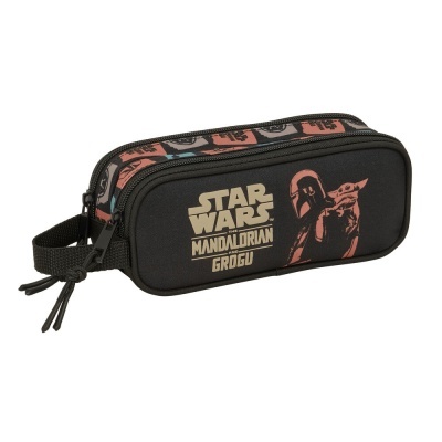 Estojo Star Wars The Mandalorian and Grogu preto com duas divisórias e pega lateral