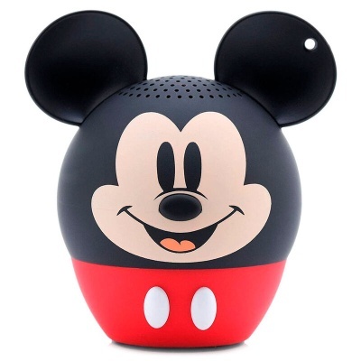 Coluna de som em forma da cabeça do Mickey Mouse preto e vermelho