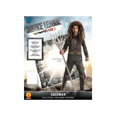 Fato de criança Aquaman da Liga da Justiça com tridente e cabelo longo