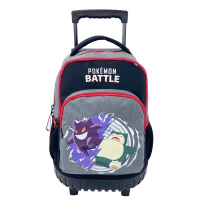 Mochila de rodas Pokémon Battle com personagens Gengar e Snorlax