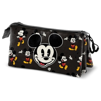 Estojo preto com estampado de Mickey Mouse e fecho de correr