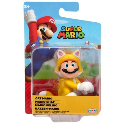 Figura de ação Mario vestido como gato amarelo em embalagem SUPER MARIO