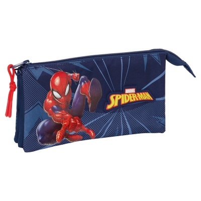 Estojo escolar Homem-Aranha azul escuro com fecho de correr