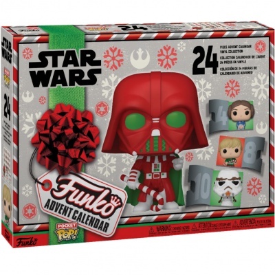 Caixa de calendário do Advento Star Wars Funko Pop com figura de Darth Vader e cores festivas