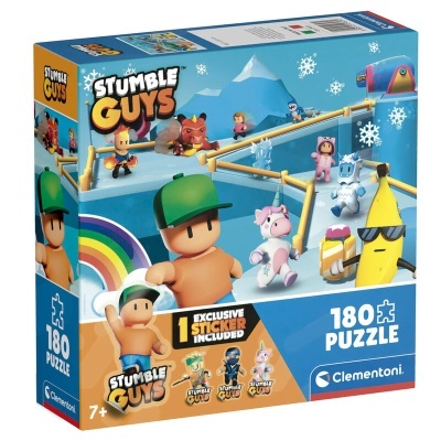 Caixa de puzzle Clementoni Stumble Guys com 180 peças e autocolante exclusivo