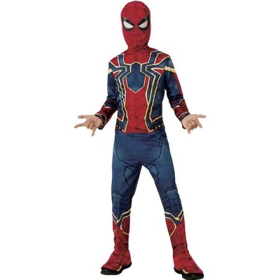Fato de criança Homem-Aranha vermelho, azul e dourado com máscara