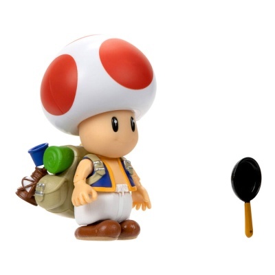 Figura de Toad de Super Mario com mochila colorida e frigideira