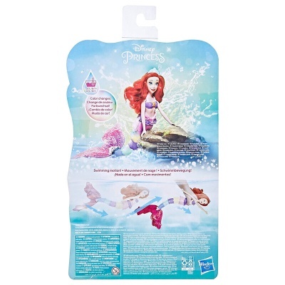 Embalagem de brinquedo Disney Princess Ariel com cauda que muda de cor