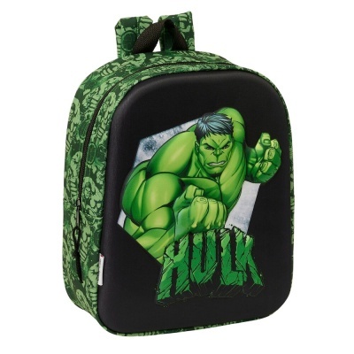 Mochila infantil com estampa Hulk em verde e preto