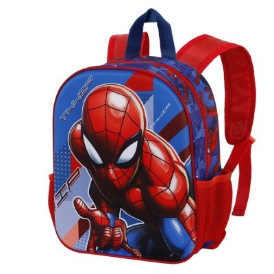 Mochila infantil azul e vermelha com imagem do Homem-Aranha
