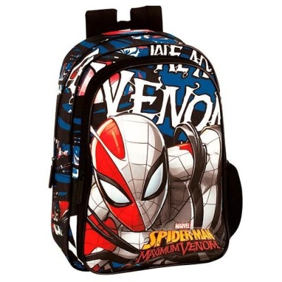 Mochila colorida de Venom da Marvel com múltiplos compartimentos