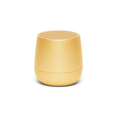 Coluna de som portátil dourada com topo perfurado