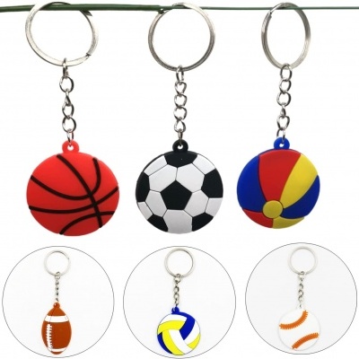 Porta-chaves com bolas desportivas em plástico com vários padrões e cores