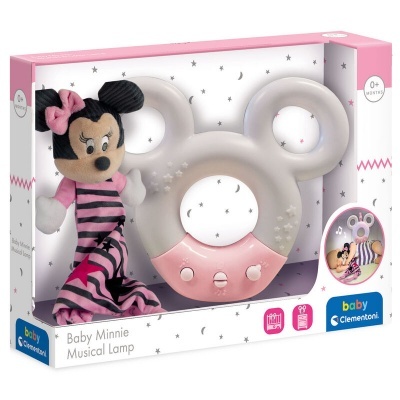 Caixa com candeeiro musical Baby Minnie e peluche da Minnie em pijama