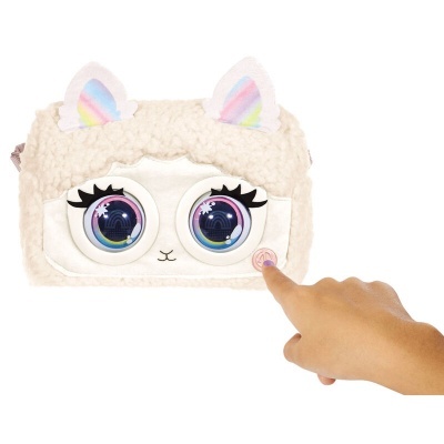 Estojo escolar felpudo creme com olhos brilhantes e orelhas coloridas