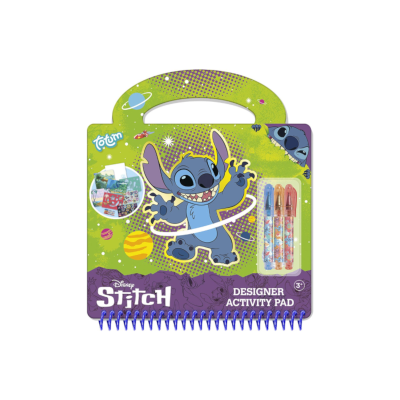 Bloco de atividades Disney Stitch com canetas