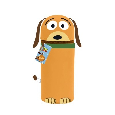 Estojo em forma de cão castanho com orelhas e olhos grandes