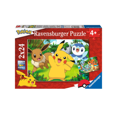 Embalagem de puzzle Ravensburger Pokémon com Pikachu, Eevee e Piplup para crianças 4+