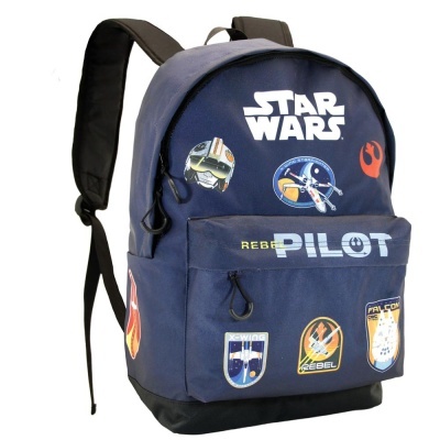 Mochila azul escura com estampas Star Wars e alças pretas