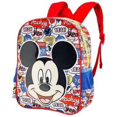Mochila infantil colorida com personagem Mickey e orelhas 3D