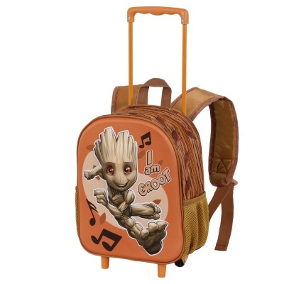Mala de viagem castanha com imagem do Groot e texto I am GROOT