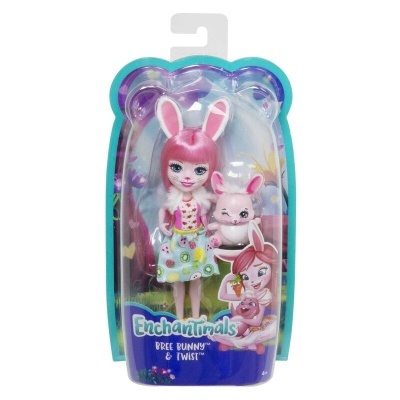 Boneca Enchantimals Bree Bunny com o coelho Twist em embalagem transparente