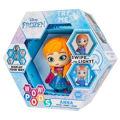 Brinquedo Anna de Frozen em embalagem hexagonal azul claro