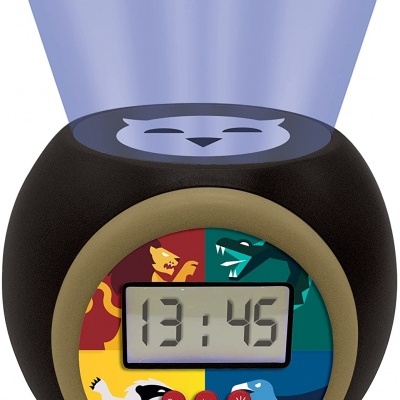 Relógio digital redondo Lexibook colorido com projeção de corvo azul