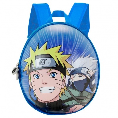 Mochila azul com imagem do anime Naruto e alças ajustáveis