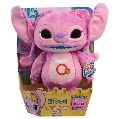 Boneca de peluche rosa Disney Stitch Angel com olhos LCD em embalagem