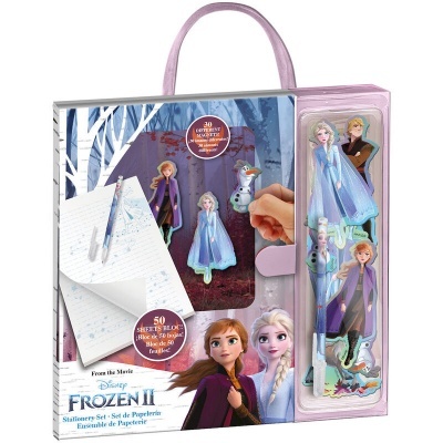 Conjunto de papelaria Frozen II com folhas, autocolantes e personagens