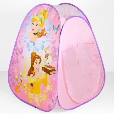 Tenda infantil rosa com personagens Disney Cinderela e Bela