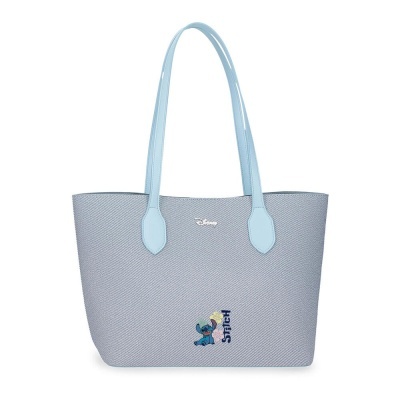 Mala de ombro azul claro com Stitch bordado