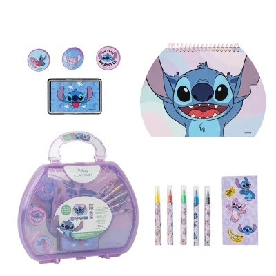 Conjunto de material de desenho com personagens Stitch da Disney