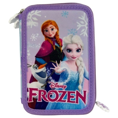 Estojo escolar lilás com personagens do Frozen e texto Disney FROZEN