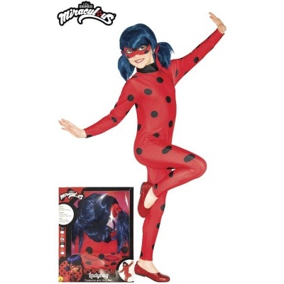 Fato infantil Ladybug vermelho com pontos pretos e máscara