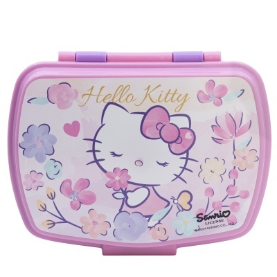 Estojo cor-de-rosa com Hello Kitty e flores em tons pastel