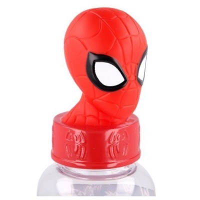 Garrafa com tampa vermelha da cabeça do Homem-Aranha